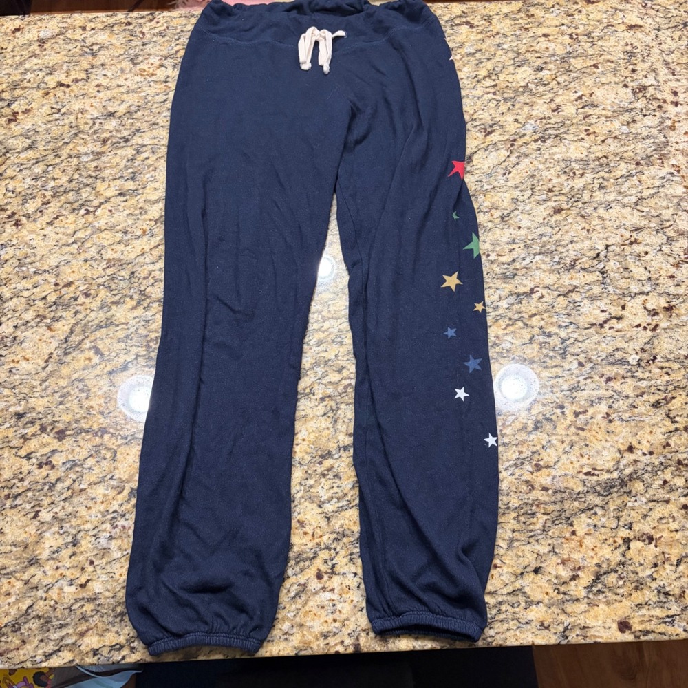 Sundry Womens Navy Blue Multi Color Star Print Jogger Sweatpants Size 1 Small ws